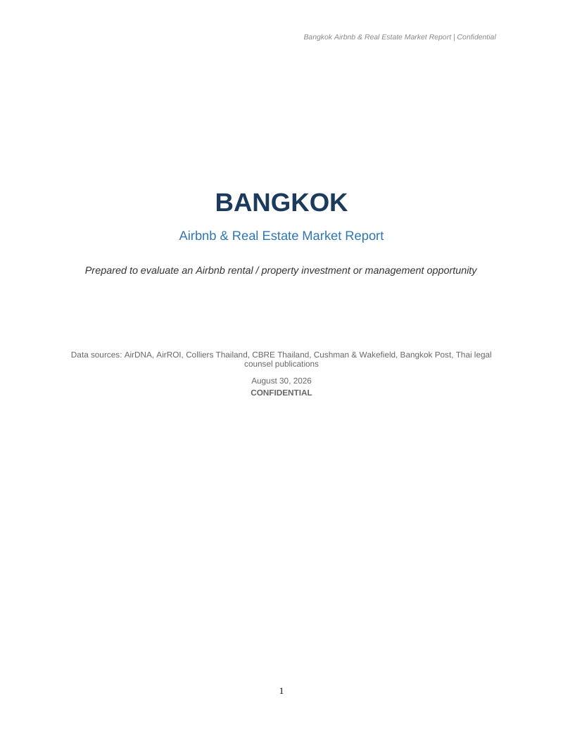 Cover of Bangkok Airbnb Real Estate Market Report