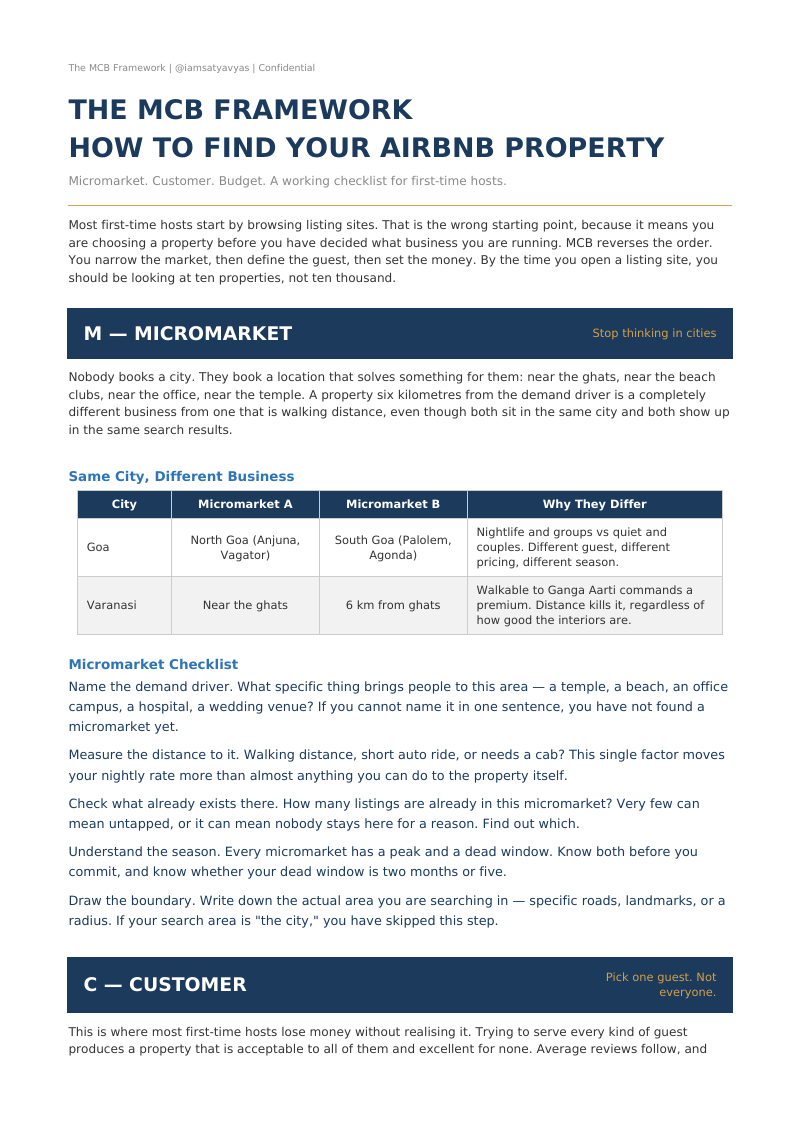 Cover of The MCB Framework: How to Find Your Airbnb Property