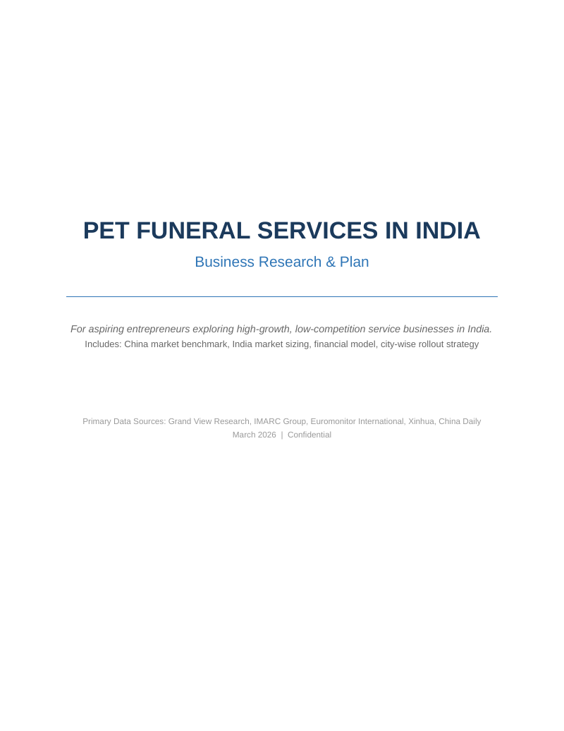 Cover of Pet Funeral Services in India Business Research & Plan